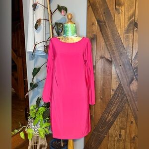 Donna Ricco Vibrant Pink Long Sleeve Dress
